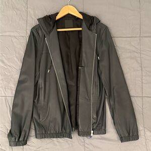 Theory hooded leather jacket